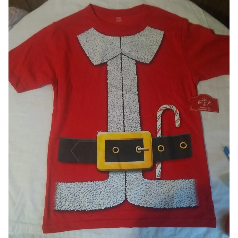 Adult‎ Santa Suit T-Shirt S (34/36) Short Sleeve Red NEW Holiday Time